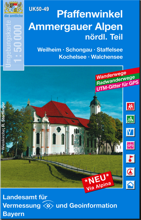 UK50-49 Pfaffenwinkel, Ammergauer Alpen, nördl. Teil - Breitband und Vermessung Landesamt für Digitalisierung  Bayern