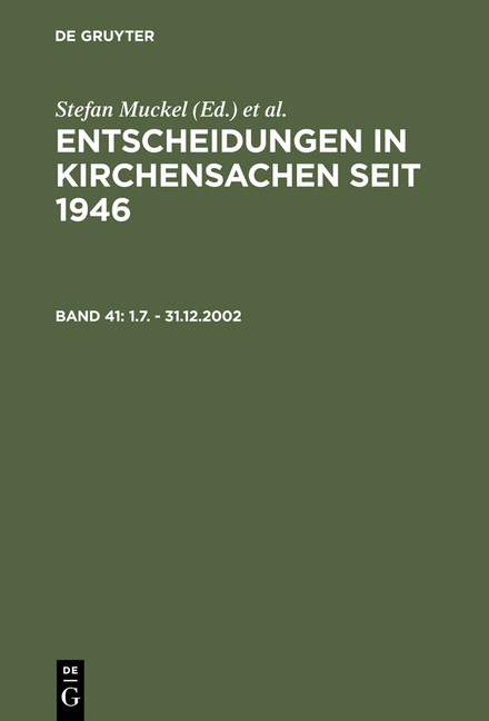 Entscheidungen in Kirchensachen seit 1946 / 1.7. - 31.12.2002 - Manfred Baldus