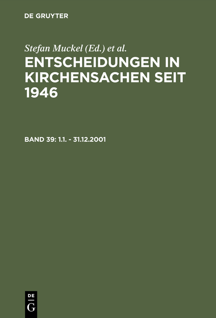 Entscheidungen in Kirchensachen seit 1946 / 1.1. - 31.12.2001 - 