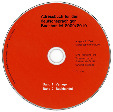 Adressbuch für den deutschsprachigen Buchhandel. September 2009 - CD-ROM-Ausgaben.