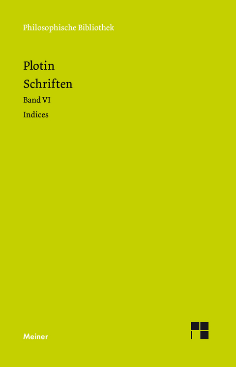 Schriften. Band VI. Indices -  Plotin