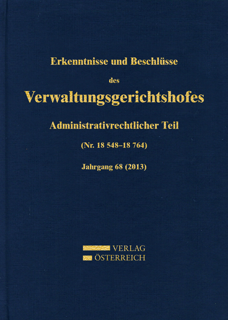 Erkenntnisse und Beschlüsse des Verwaltungsgerichtshofes - 