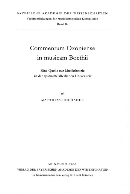 Commentum Oxoniense in musicam Boethii - 