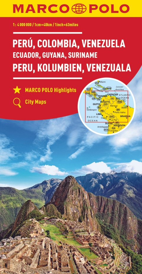 MARCO POLO Kontinentalkarte Peru, Kolumbien, Venezuela 1:4 Mio.