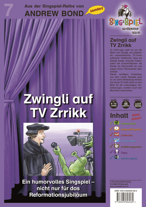 Zwingli auf TV Zrrikk, Singspiel mit CD (SS07) - Andrew Bond