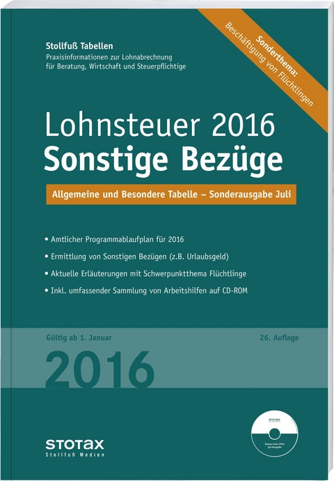 Tabelle, Lohnsteuer 2016 Sonstige Bezüge - Sonderausgabe Juli