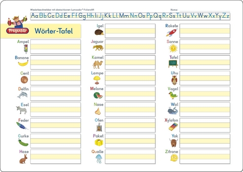 Fragenbär-Lerntafel: Wörter-Tafel - Bengt Fels