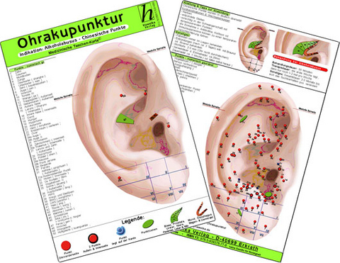 Ohrakupunktur - Indikation: Konjunktivitis - chinesische Ohrakupunktur / Medizinische Taschen-Karte