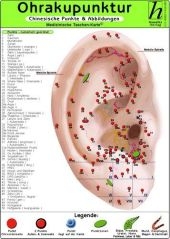 Ohrakupunktur - chinesische Punkte & Abbildungen / Medizinische Taschen-Karte