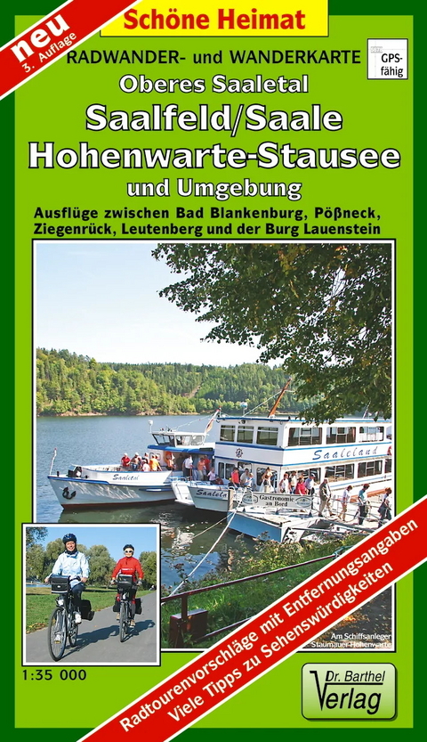 Radwander- und Wanderkarte Oberes Saaletal, Saalfeld/Saale, Hohenwarte-Stausee und Umgebung