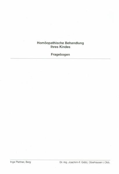 Homöopathische Behandlung Ihres Kindes - Joachim F Grätz, Inge Plattner