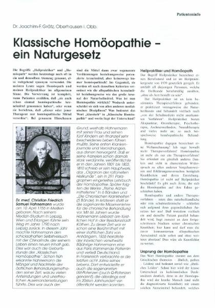 Klassische Homöopathie - Ein Naturgesetz - Joachim F Grätz