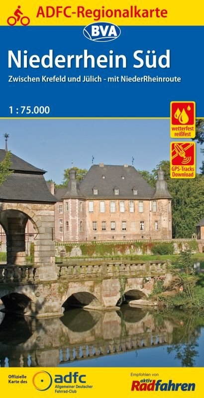 ADFC-Regionalkarte Niederrhein Süd 1:75.000, reiß- und wetterfest, GPS-Tracks Download