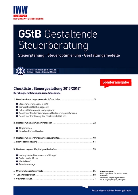 Checkliste Steuergestaltung 2015/2016