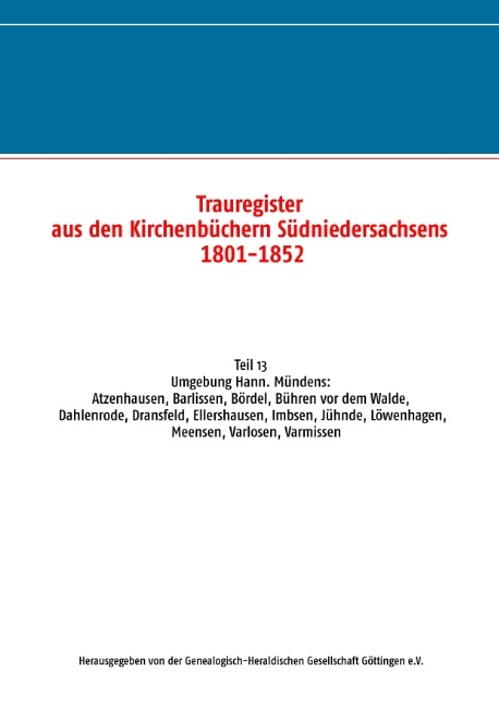 Trauregister aus den Kirchenbüchern Südniedersachsens 1801-1852 - 