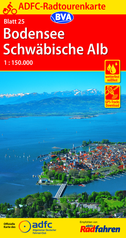 ADFC-Radtourenkarte 25 Bodensee Schwäbische Alb 1:150.000, reiß- und wetterfest, GPS-Tracks Download
