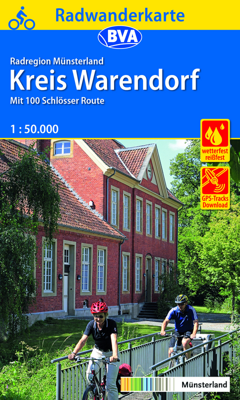 Radwanderkarte BVA Radregion Münsterland Kreis Warendorf mit 100 Schlösser Route 1:50.000, reiß- und wetterfest, GPS-Tracks Download