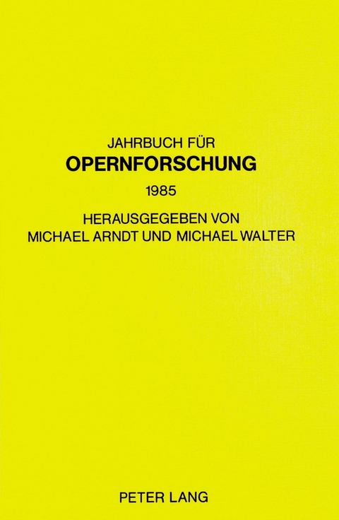 Jahrbuch für Opernforschung - 