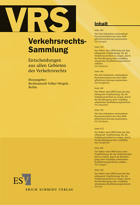 Verkehrsrechts-Sammlung (VRS). Entscheidungen aus allen Gebieten des Verkehrsrechts / Verkehrsrechts-Sammlung (VRS) Band 114 - Volker Weigelt