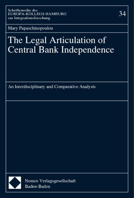 The Legal Articulation of Central Bank Independence