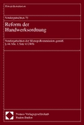 Sondergutachten 31. Reform der Handwerksordnung -  Monopolkommission