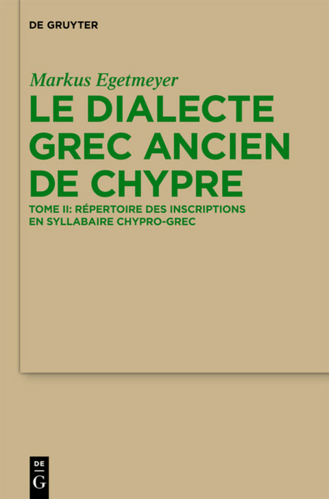 Le dialecte grec ancien de Chypre - Markus Egetmeyer