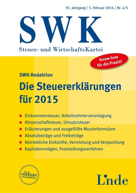 Die Steuererklärungen für 2015