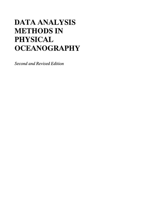 Data Analysis Methods in Physical Oceanography -  William J. Emery,  Richard E. Thomson