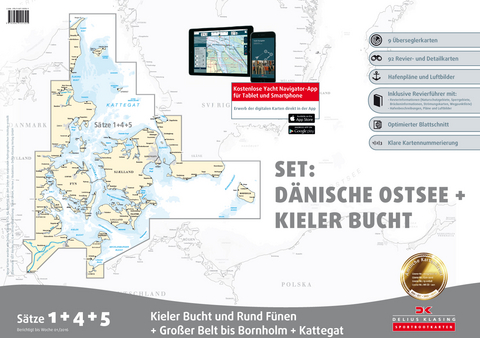 Sportbootkarten Satz 1, 4 und 5 – Set: Dänische Ostsee und Kieler Bucht (Ausgabe 2016)