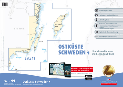 Sportbootkarten Satz 11: Ostküste Schweden 1 (berichtigt bis 1/2016)