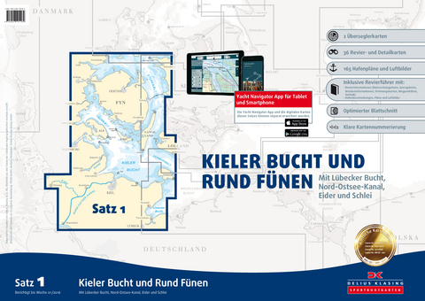 Sportbootkarten Satz 1: Kieler Bucht und Rund Fünen (Ausgabe 2016)