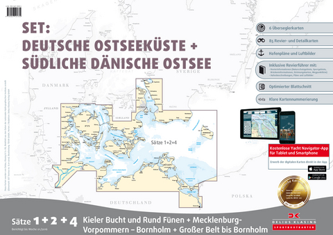 Sportbootkarten Satz 1, 2 und 4 – Set: Deutsche Ostsee und Südliche dänische Ostsee (Ausgabe 2016)