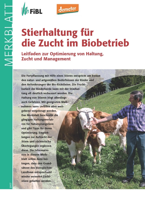 Stierhaltung für die Zucht im Biobetrieb - Martin Haugstätter, Christoph Metz, Anet Spengler Neff