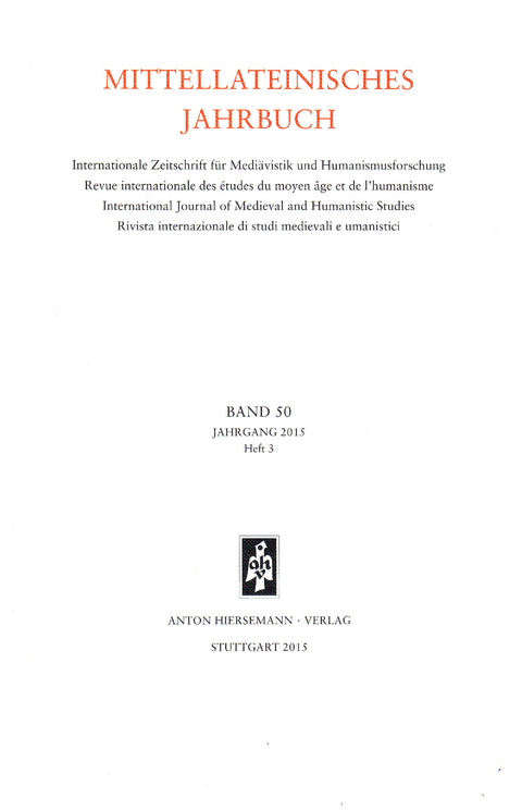 Mittellateinisches Jahrbuch. Internationale Zeitschrift für Mediävistik und Humanismusforschung