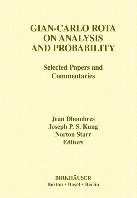 Gian-Carlo Rota on Analysis and Probability - Jean Dhombres