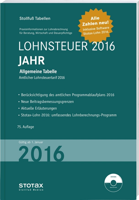 Tabelle, Lohnsteuer 2016 Jahr
