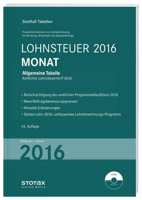 Tabelle, Lohnsteuer 2016 Monat