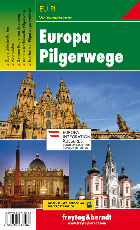 Europa Pilgerwege, Wanderkarte 1:2.000.000 - 1:3.500.000 - 