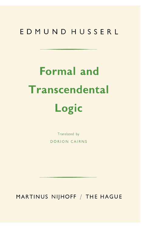 Formal and Transcendental Logic - Edmund Husserl