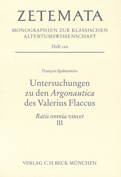 Untersuchungen zu den Argonautica des Valerius Flaccus - François Spaltenstein