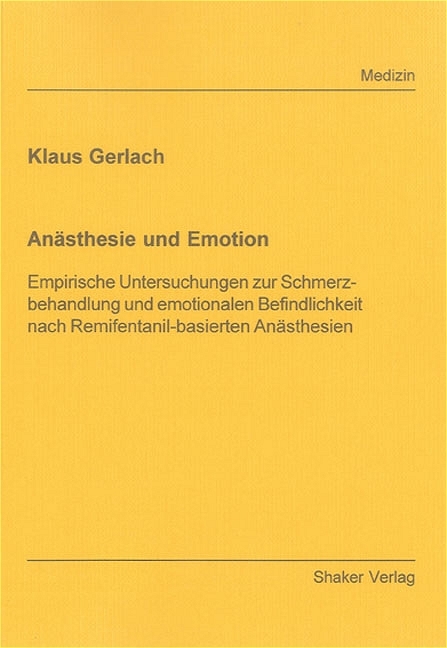 Anästhesie und Emotion - Klaus Gerlach