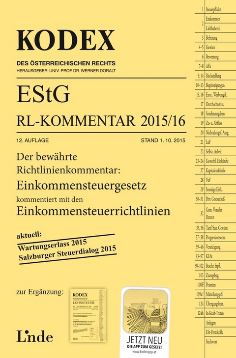 KODEX EStG Richtlinien-Kommentar 2015/16 - Manfred Bauer