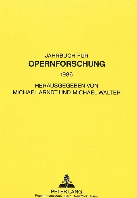 Jahrbuch für Opernforschung - 