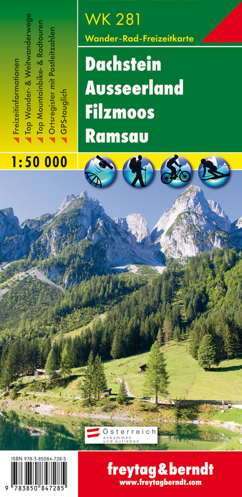 WK 281 Dachstein - Ausseerland - Filzmoos - Ramsau, Wanderkarte 1:50.000 - 