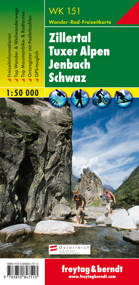 WK 151 Zillertal - Tuxer Alpen - Jenbach - Schwaz, Wanderkarte 1:50.000 - 