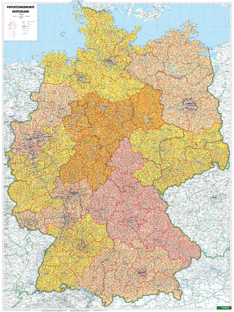 Deutschland Postleitzahlen, 1:700.000, Poster - 