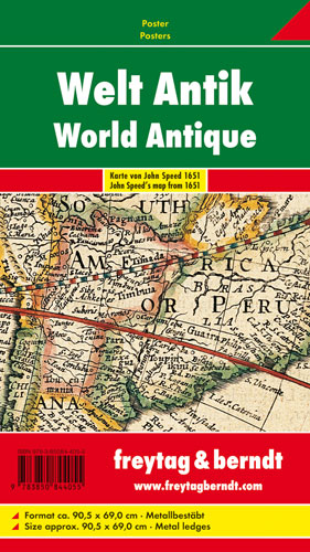 Welt Antik, Karte von John Speed 1651, Poster, metallbestäbt - 