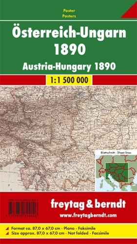 Österreich-Ungarn 1890, Historische Karte, Poster 1:1,5 Mio.