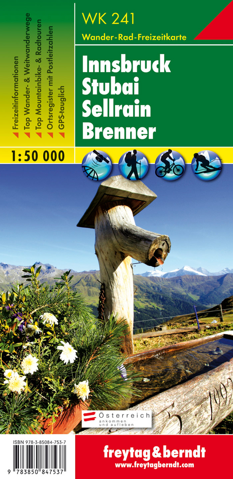 WK 241 Innsbruck - Stubai - Sellrain - Brenner, Wanderkarte 1:50.000 - 