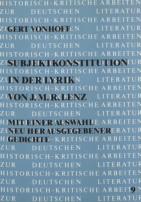 Subjektkonstitution in der Lyrik von J.M.R. Lenz - Gert Vonhoff